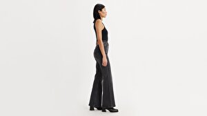 70's High Flare Kadın Jean Pantolon - Black Worn In
