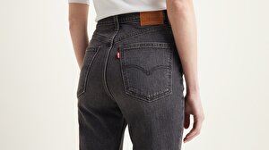 70's High Flare Kadın Jean Pantolon - Black Worn In