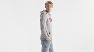 Graphic Gri Erkek Kapüşonlu Sweatshirt