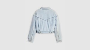 Shrunken '90s Linen+ Denim Trucker Ceket