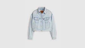 Shrunken '90s Linen+ Denim Trucker Ceket
