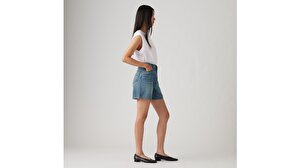 High Rise Baggy Linen + Denim Şort