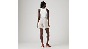 High Rise Baggy Cotton Linen Şort
