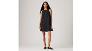 90's Shift Taşlı Denim Elbise