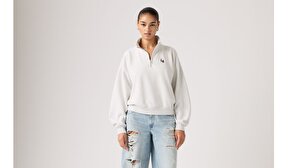 Graphic Vintage Boxy Yarım Fermuarlı Sweatshirt