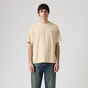 Graphic Vintage Fit Bisiklet Yaka Sarı Tişört