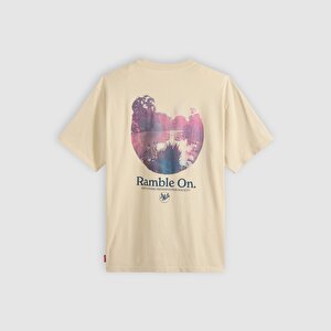 Graphic Vintage Fit Bisiklet Yaka Sarı Tişört