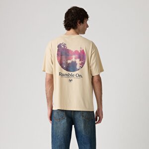 Graphic Vintage Fit Bisiklet Yaka Sarı Tişört