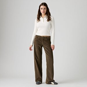 Low Loose Kadın Kadife Pantolon - Canteen