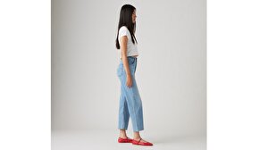 Ribcage Straight Ankle Cotton Linen Kadın Jean Pantolon - Cool Winter