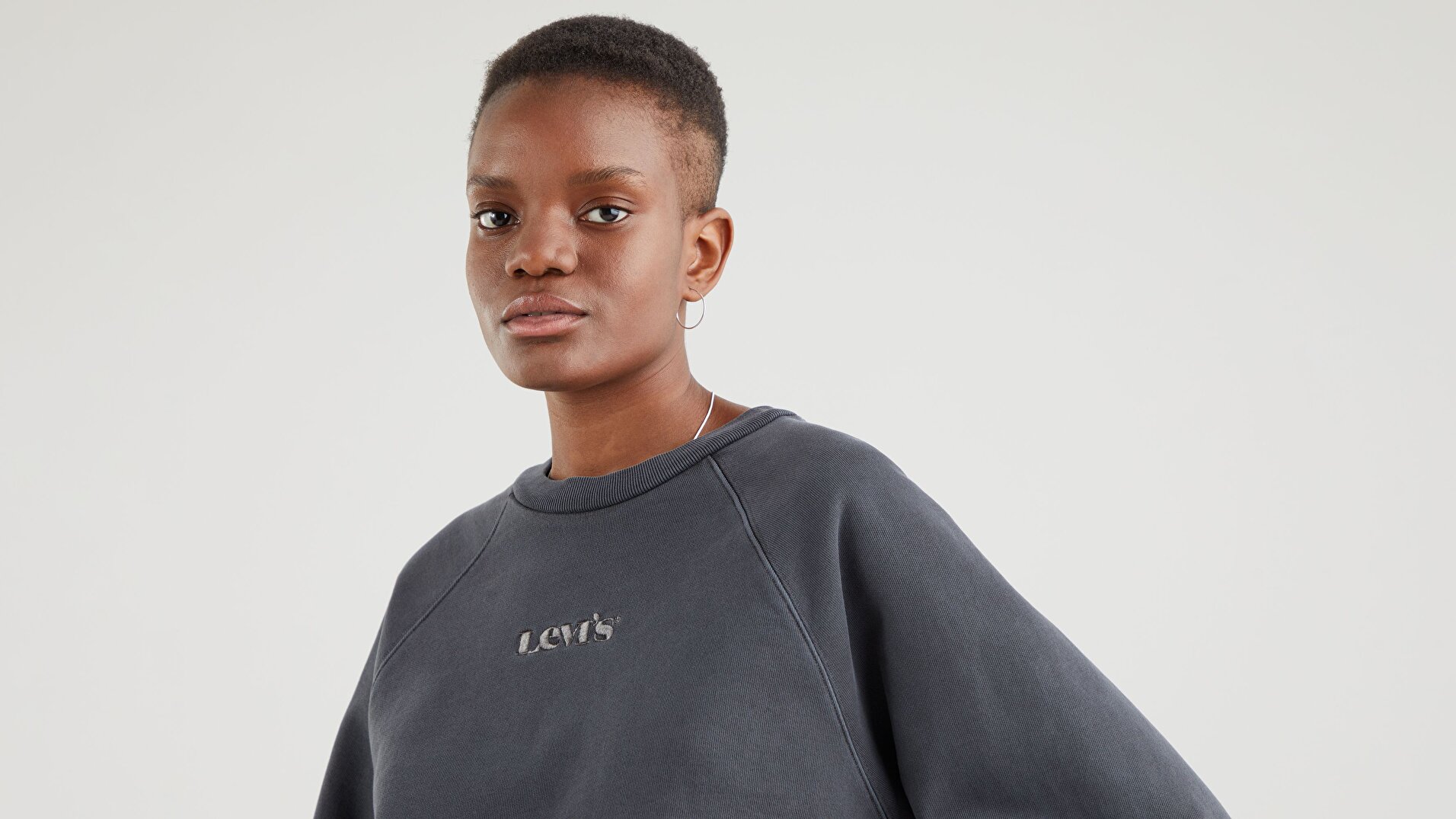 Vintage Raglan Crew Blackened Pearl Garment Siyah Kadın Sweatshirt