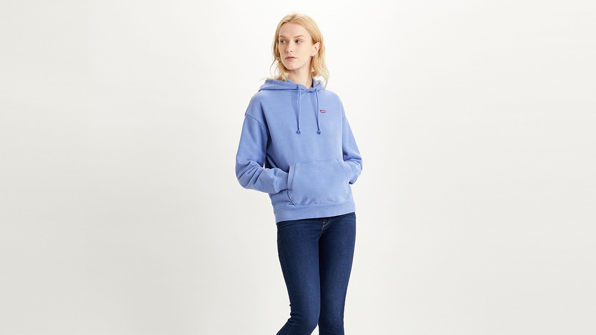 Standard Graphic Kadın Mavi Kapüşonlu Sweatshirt