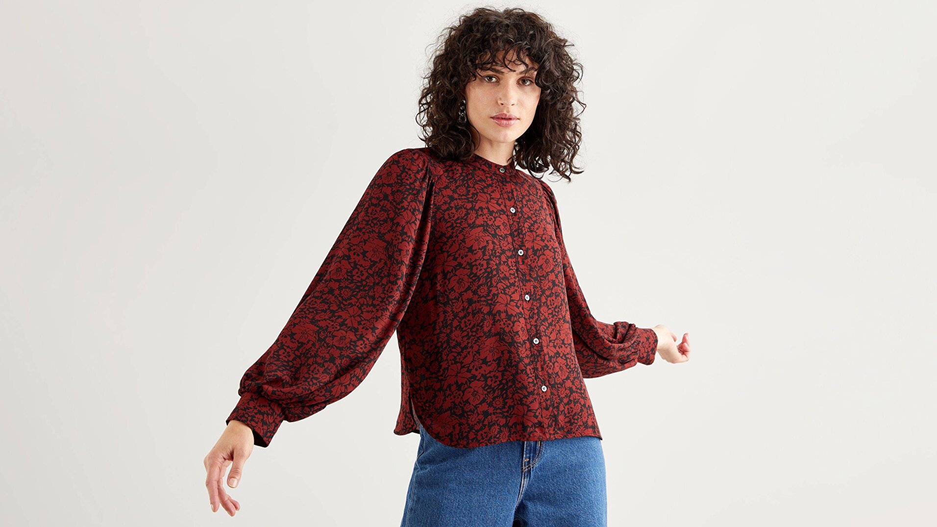 Hadley Ls Blouse Night Garden Caviar Siyah Kadın Gömlek