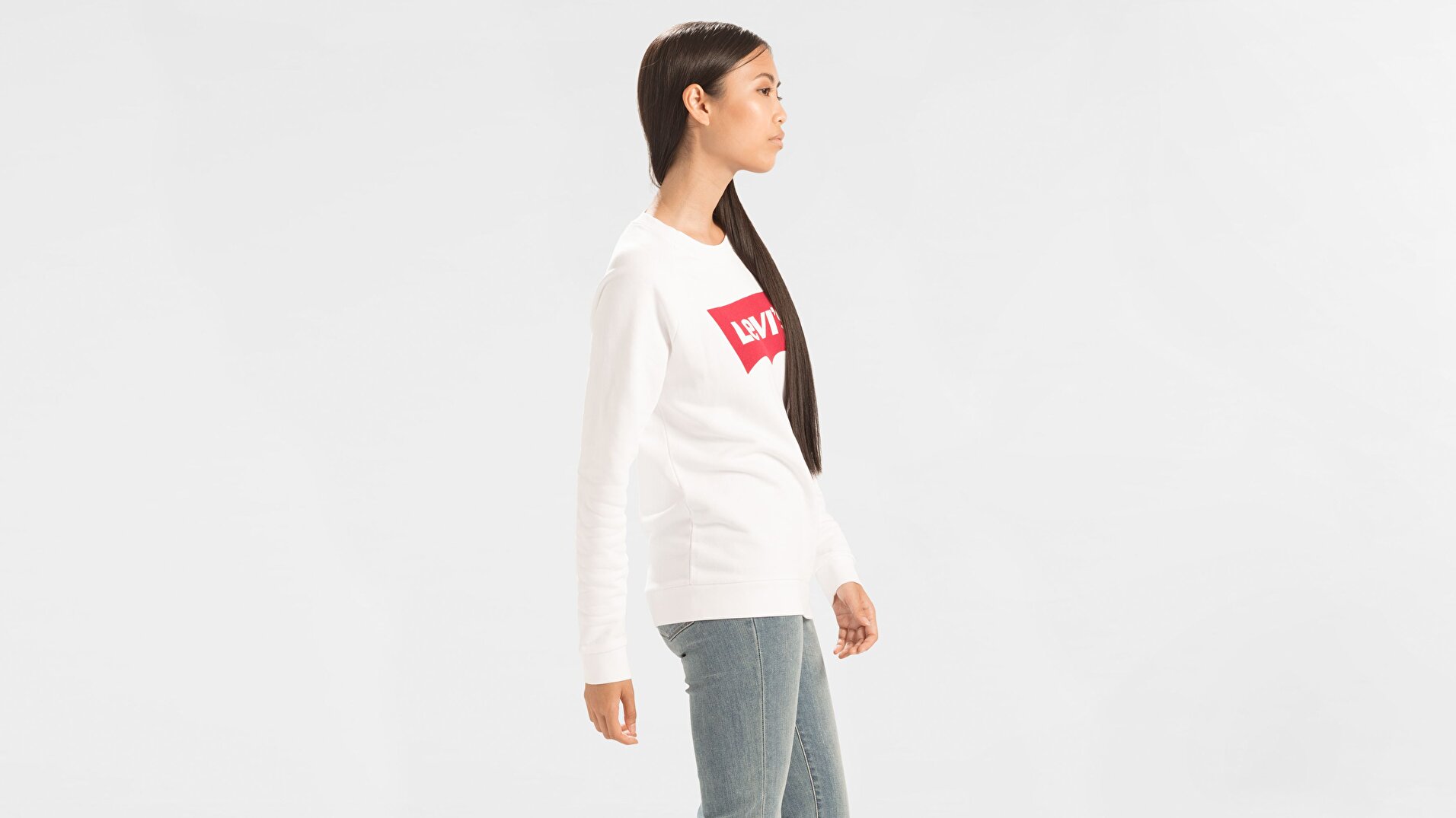 Relaxed Graphic Crew Better Batwing Beyaz Kadın Sweatshirt