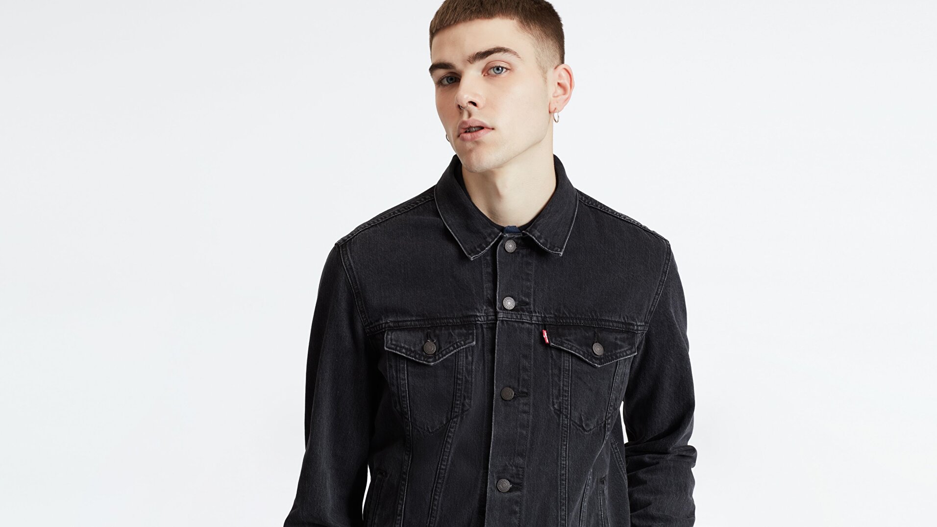 The Trucker Jacket Liquorice Gri Erkek Trucker