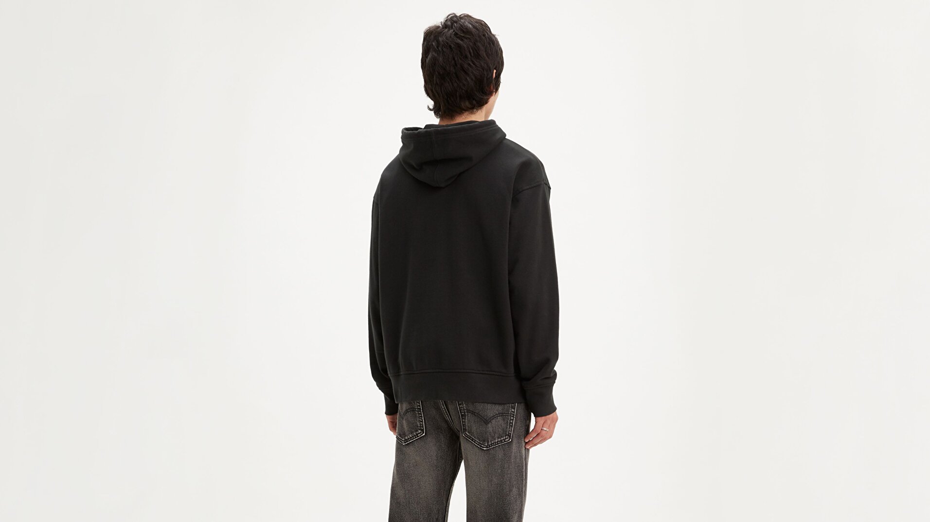 Relaxed Graphic Hoodie Boxtab Po Siyah Erkek Kapüşonlu Sweatshirt