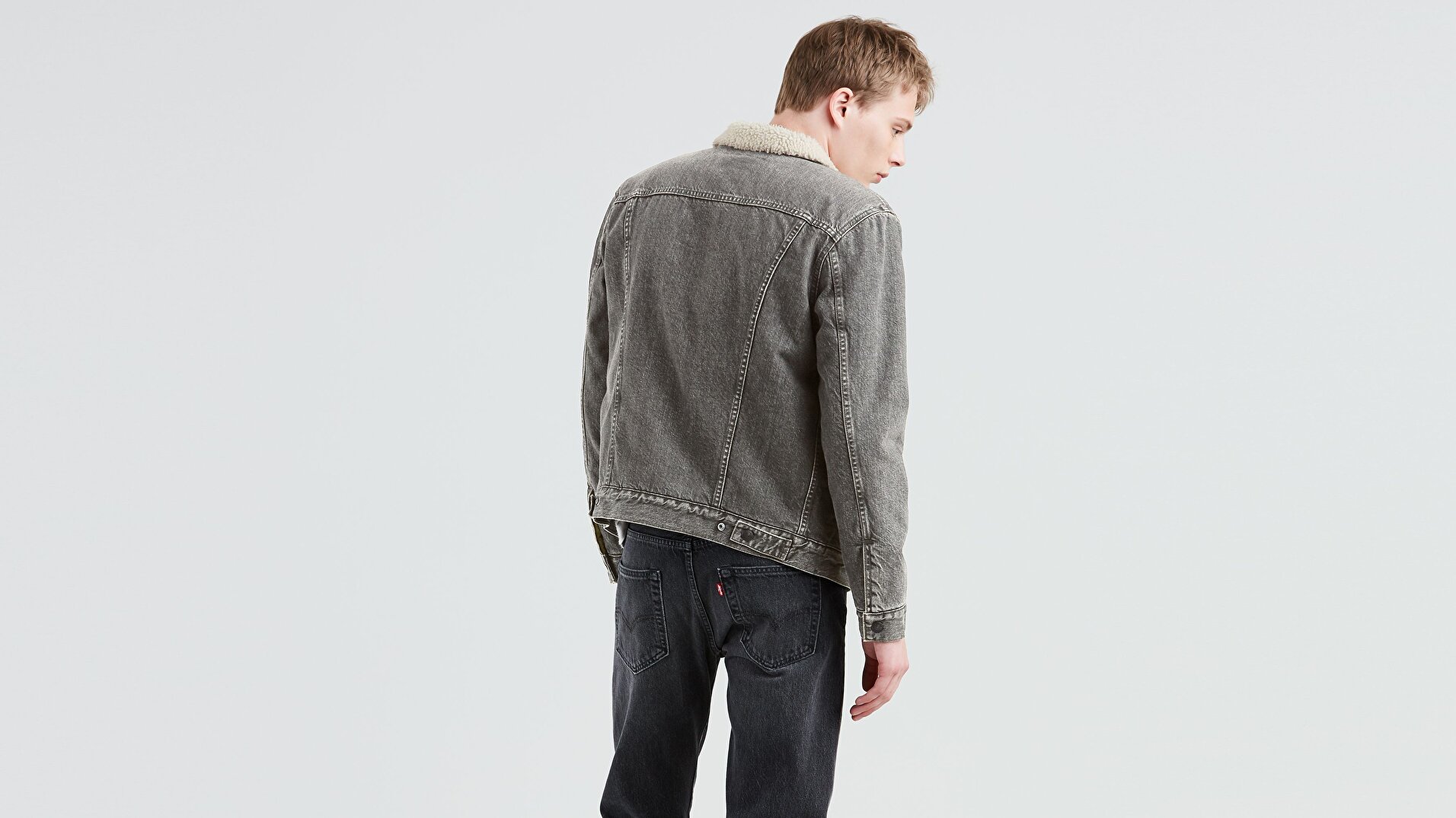 Vtg Fit Sherpa Trucker V. Gri Erkek Sherpa Trucker