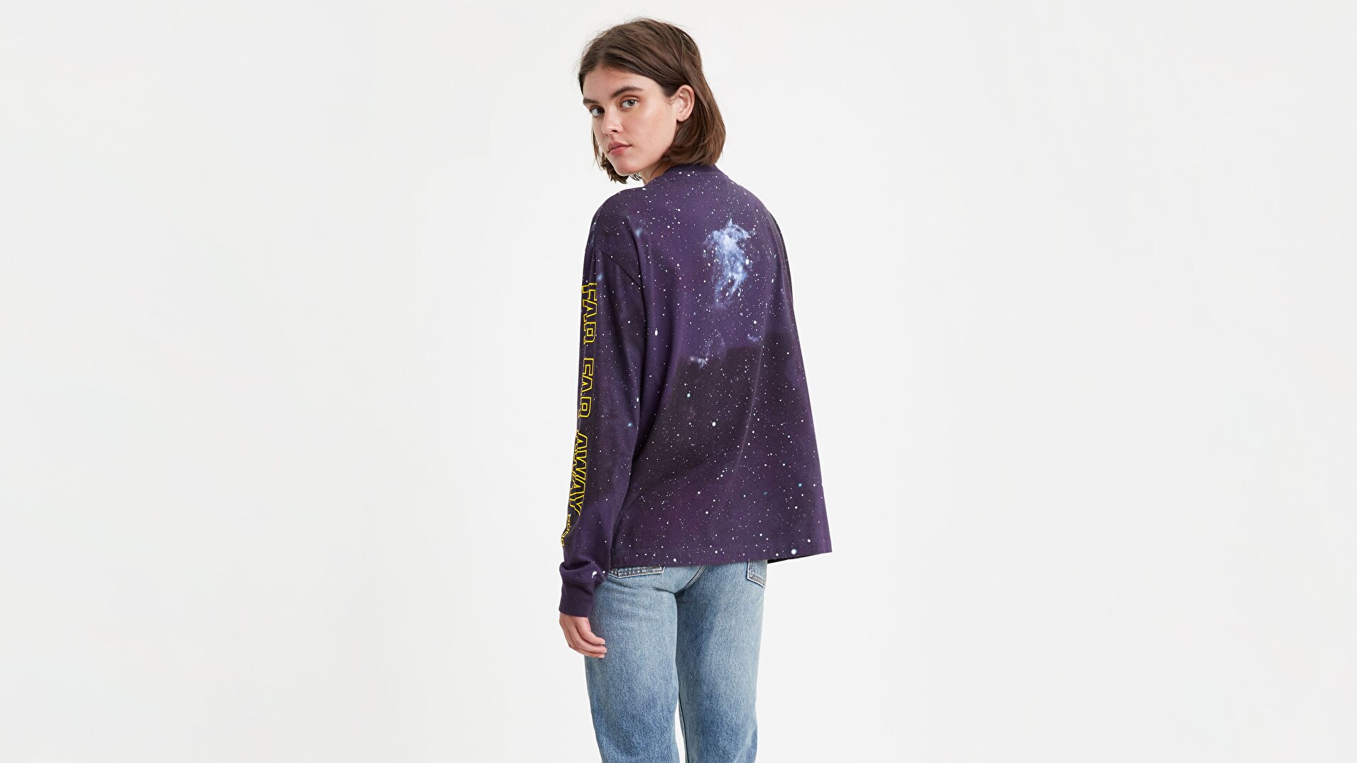 Graphic Oversize Ls Tee T2 Ls BW Siyah Kadın Tişört