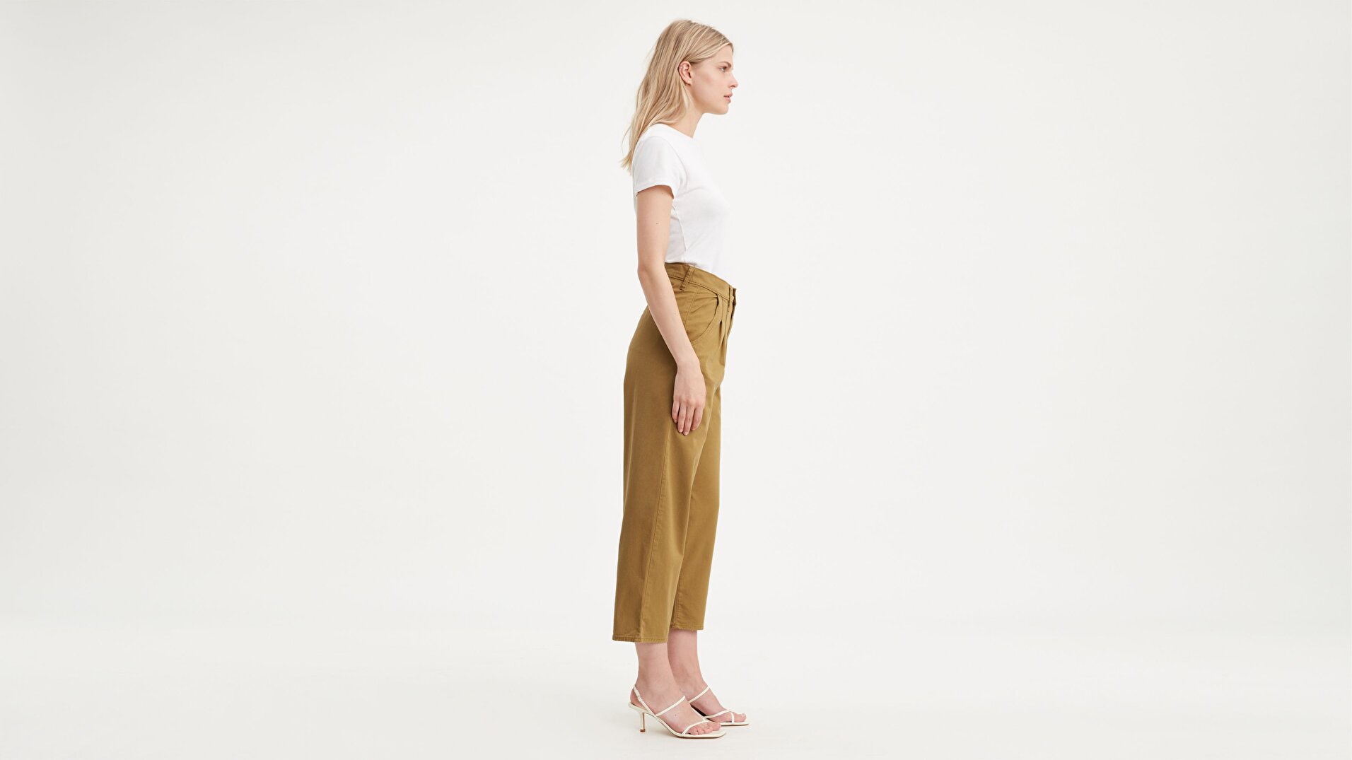 Pleated Balloon Kadın Pantolon-Dull Gold Fine Twill