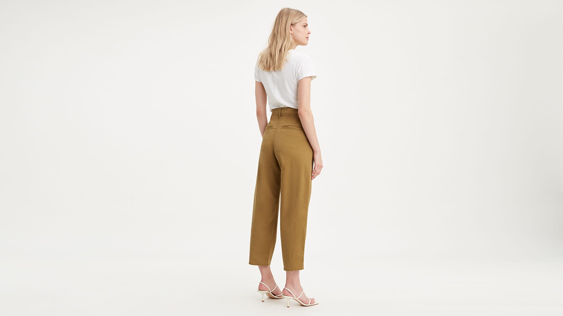 Pleated Balloon Kadın Pantolon-Dull Gold Fine Twill