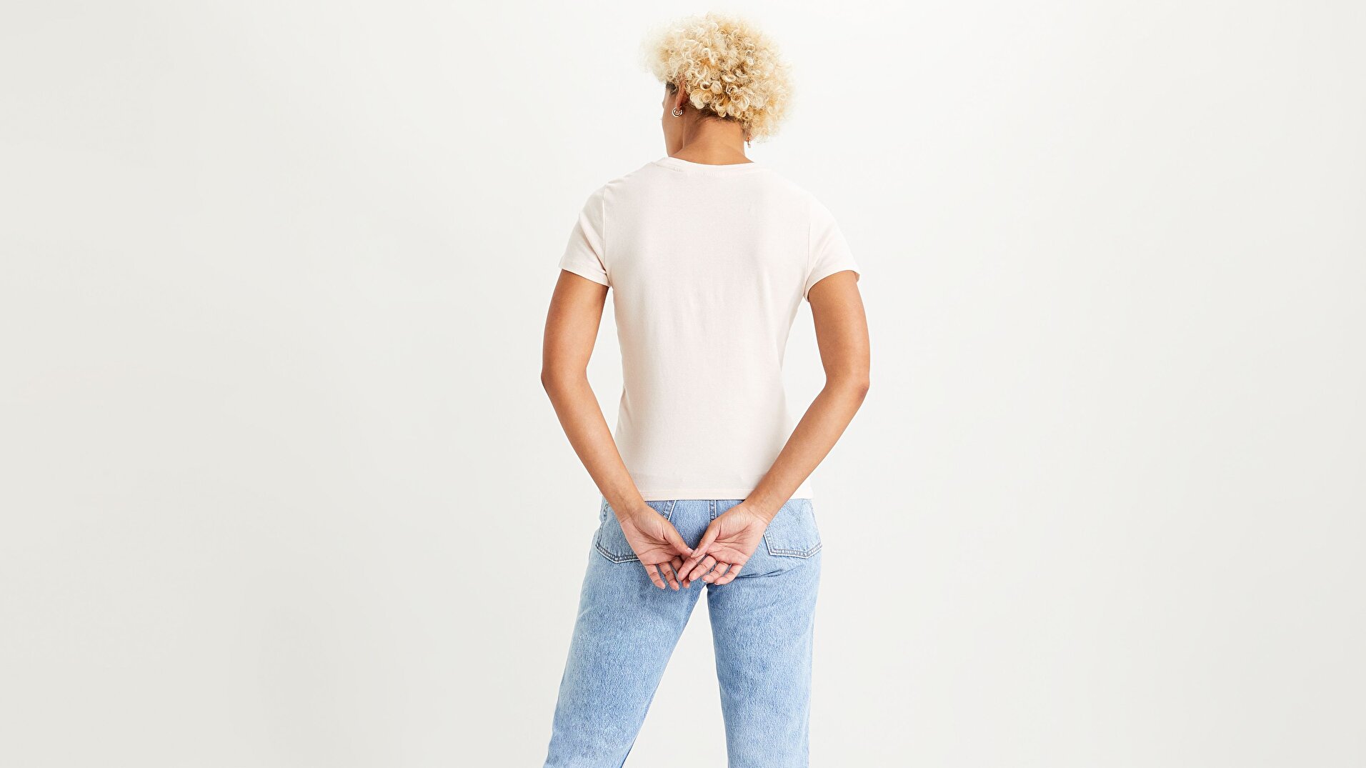 Ss Rib Baby Tee Peach Blush Beyaz Kadın Tişört