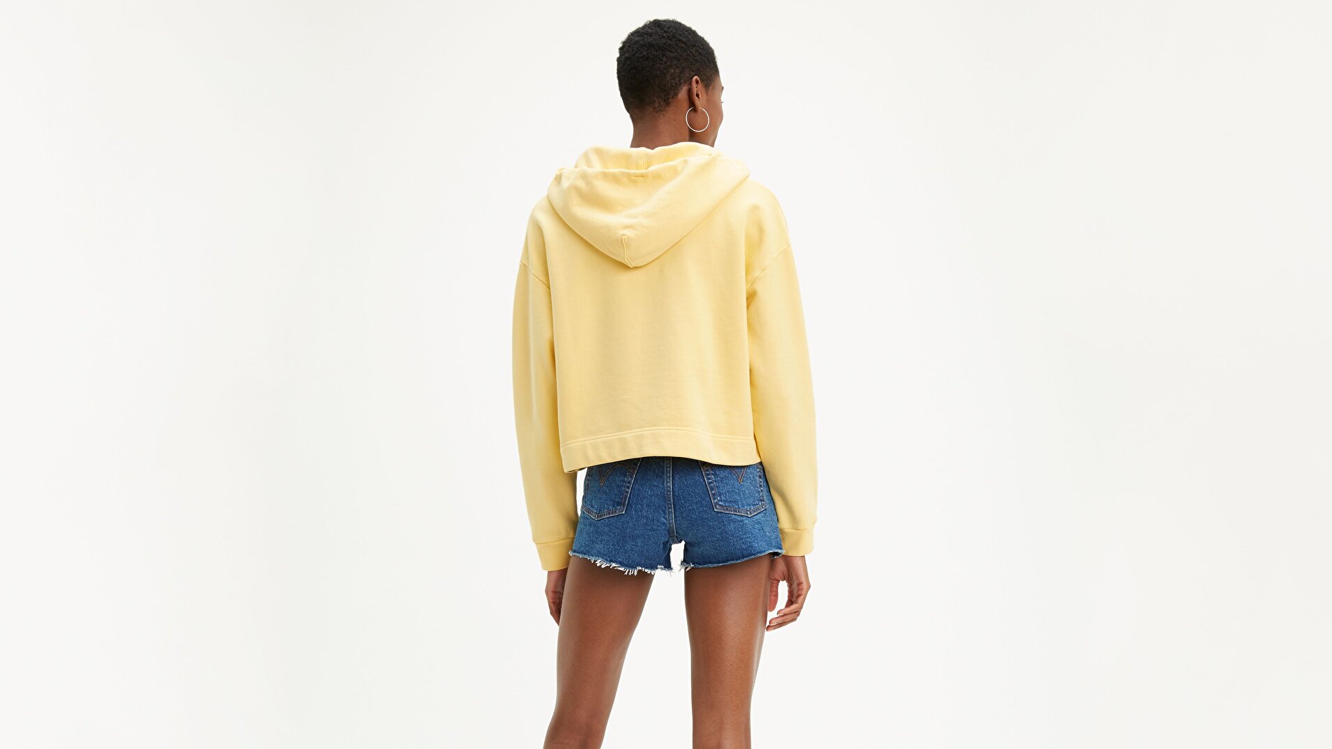 Graphic Zip Skate Hoodie Crop Zip sarı Kadın Kapüşonlu Sweatshirt