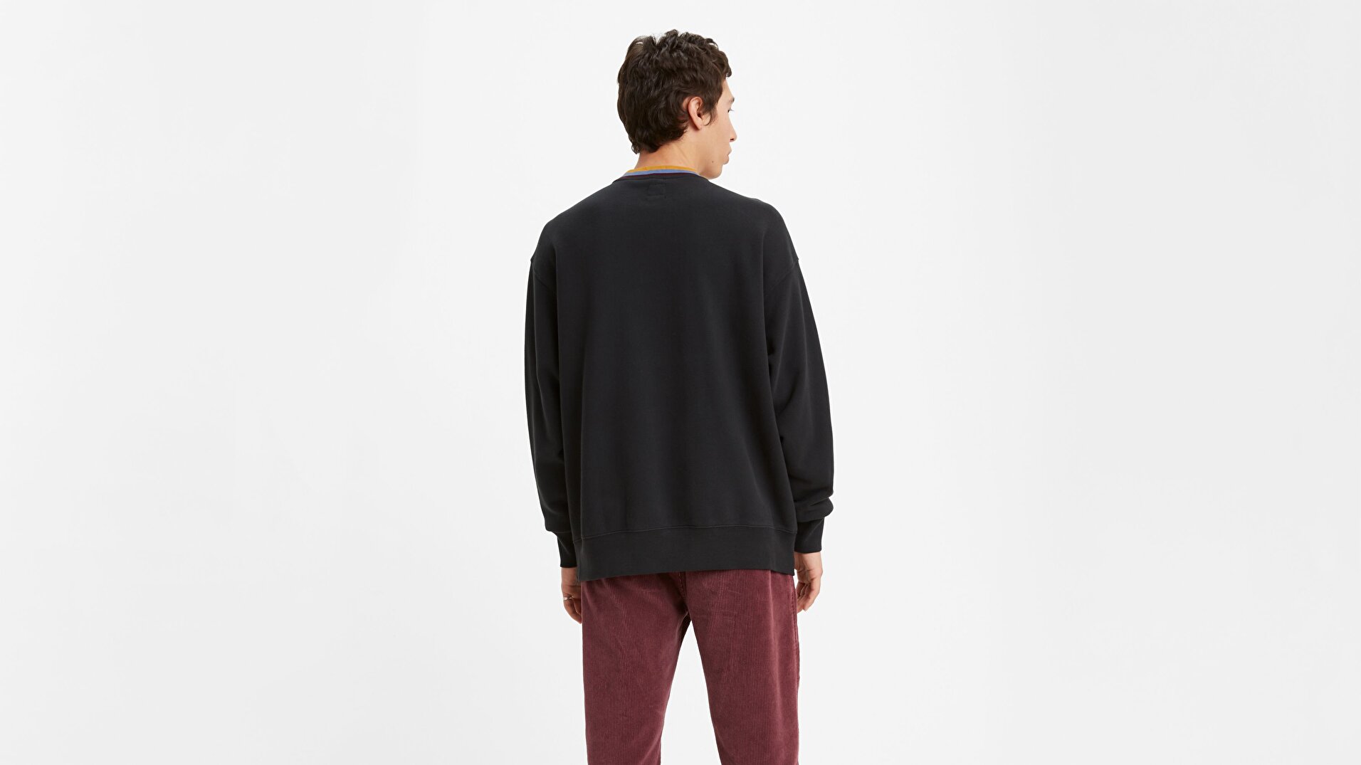 Oversized Crew W Tipping Siyah Erkek Sweatshirt