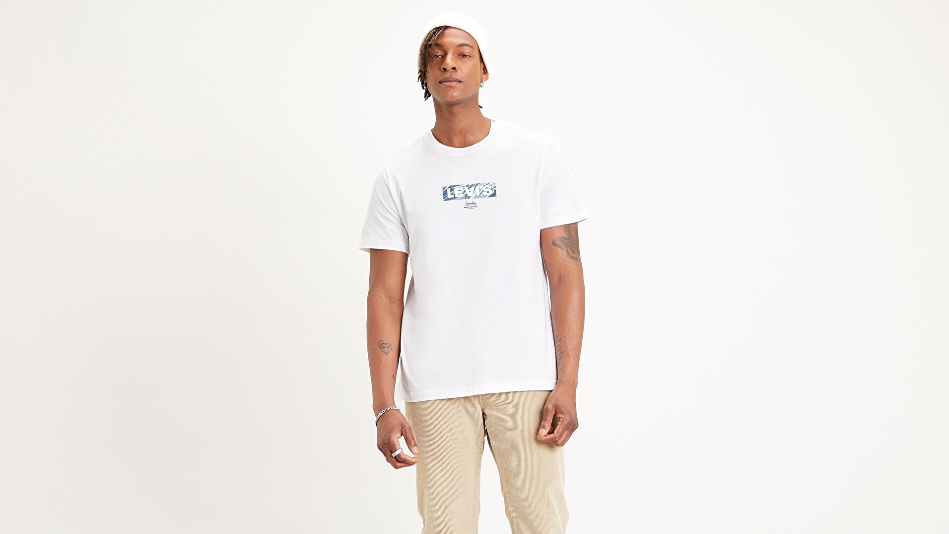 Ss Relaxed Fit Tee Ssnl Filled Boxtab Beyaz Erkek Tişört