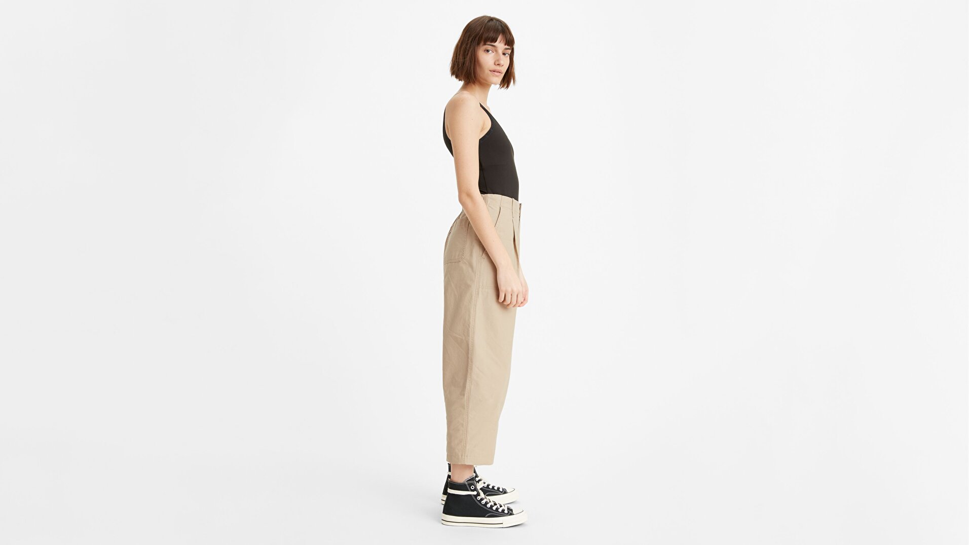 Utility Pleated Balloon Kadın Pantolon-Crisp Twill Nomad