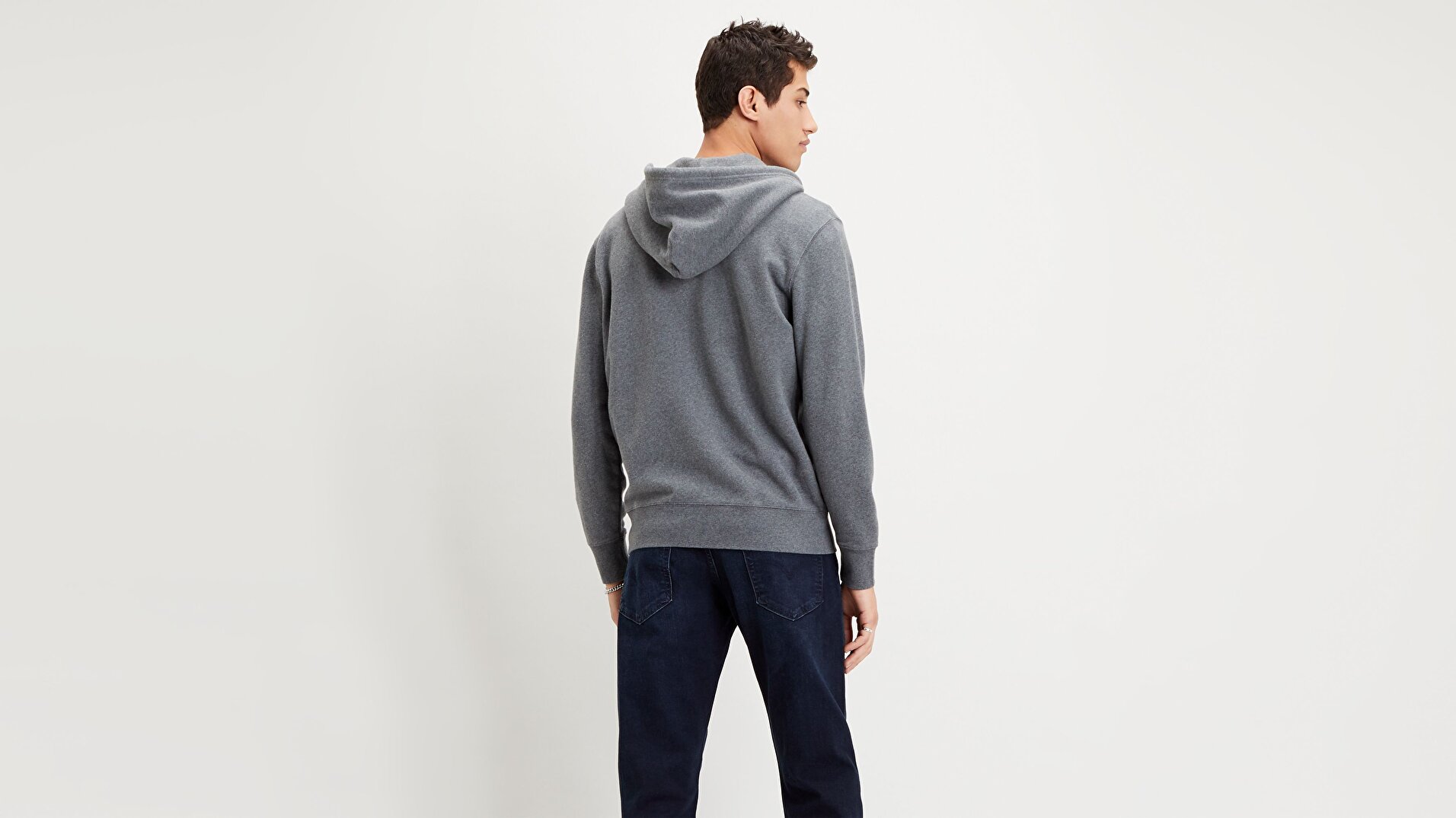 New Original Zip Up Charcoal Heather Gri Erkek Kapüşonlu Sweatshirt