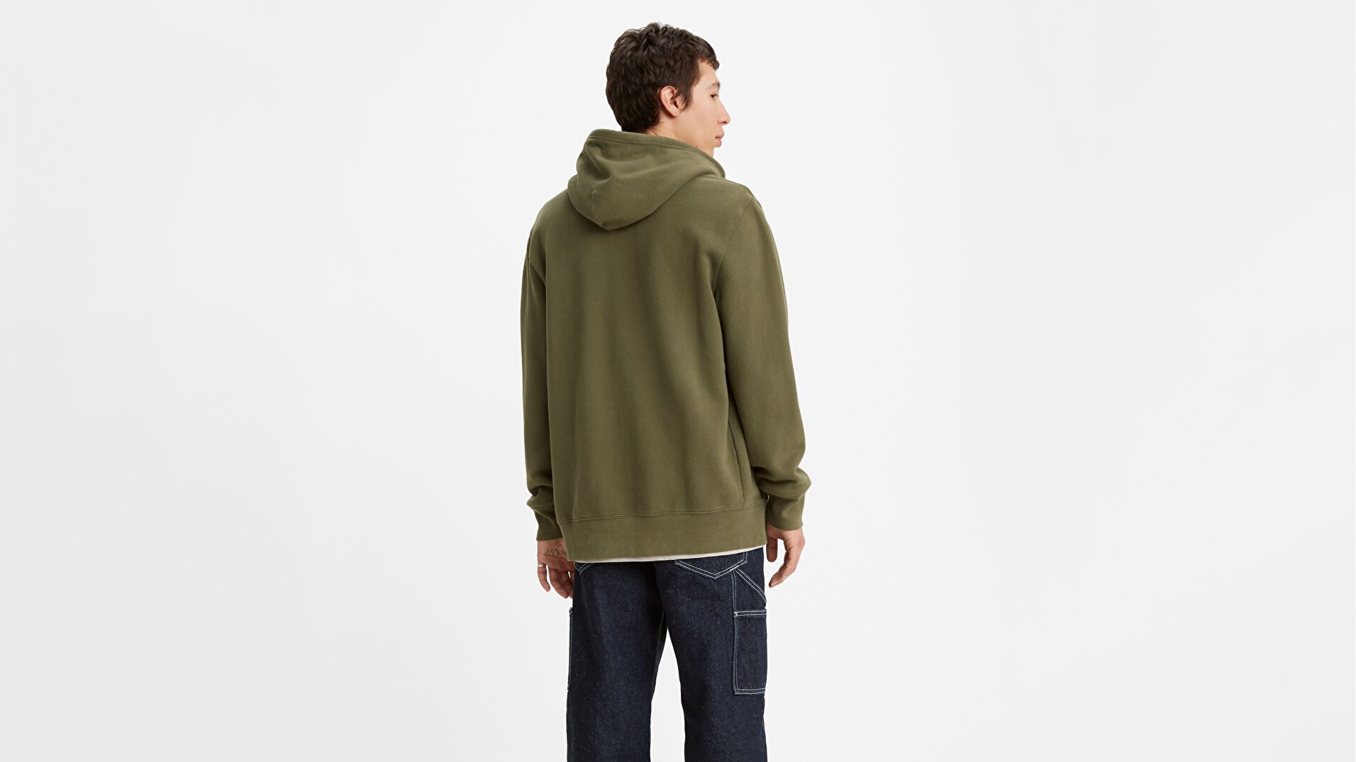 Original Erkek Yeşil Fermuarlı Kapüşonlu Sweatshirt