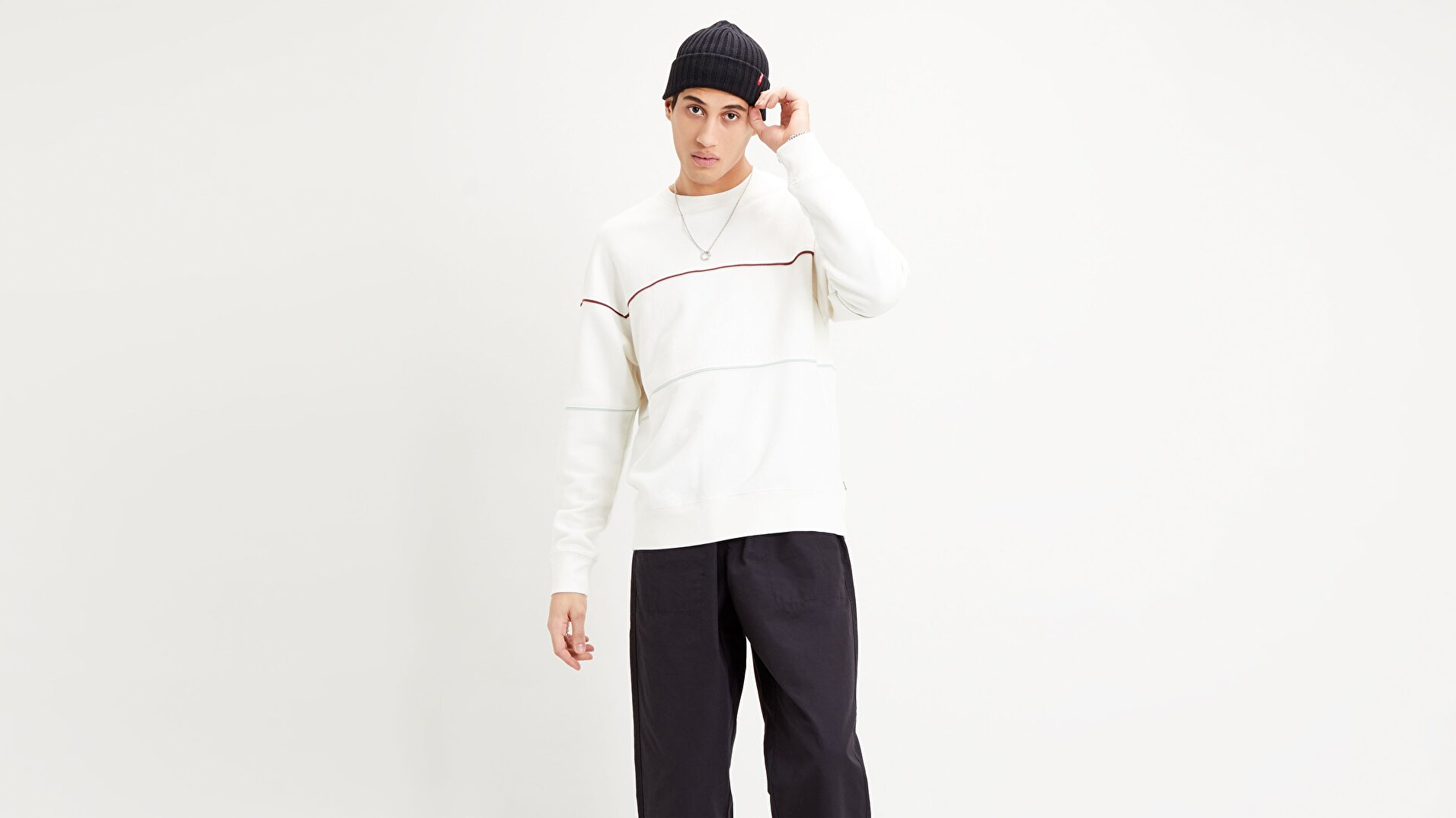 Relaxed Fit Novelty Crew Tofu Beyaz Erkek Sweatshirt