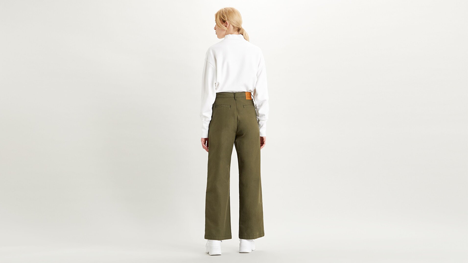 Pleated High Loose Kadın Khaki Pantolon-Crisp Twill Night