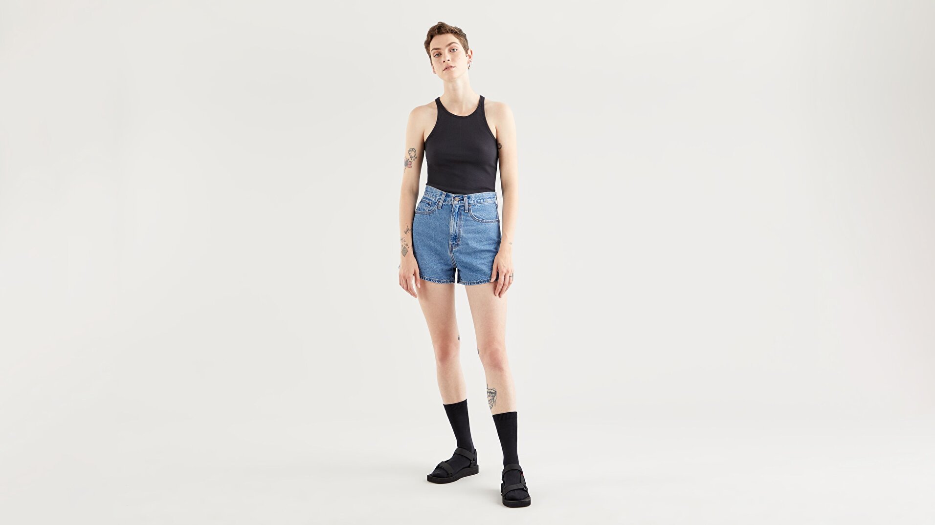 High Neck Tank Caviar Siyah Kadın Tişört