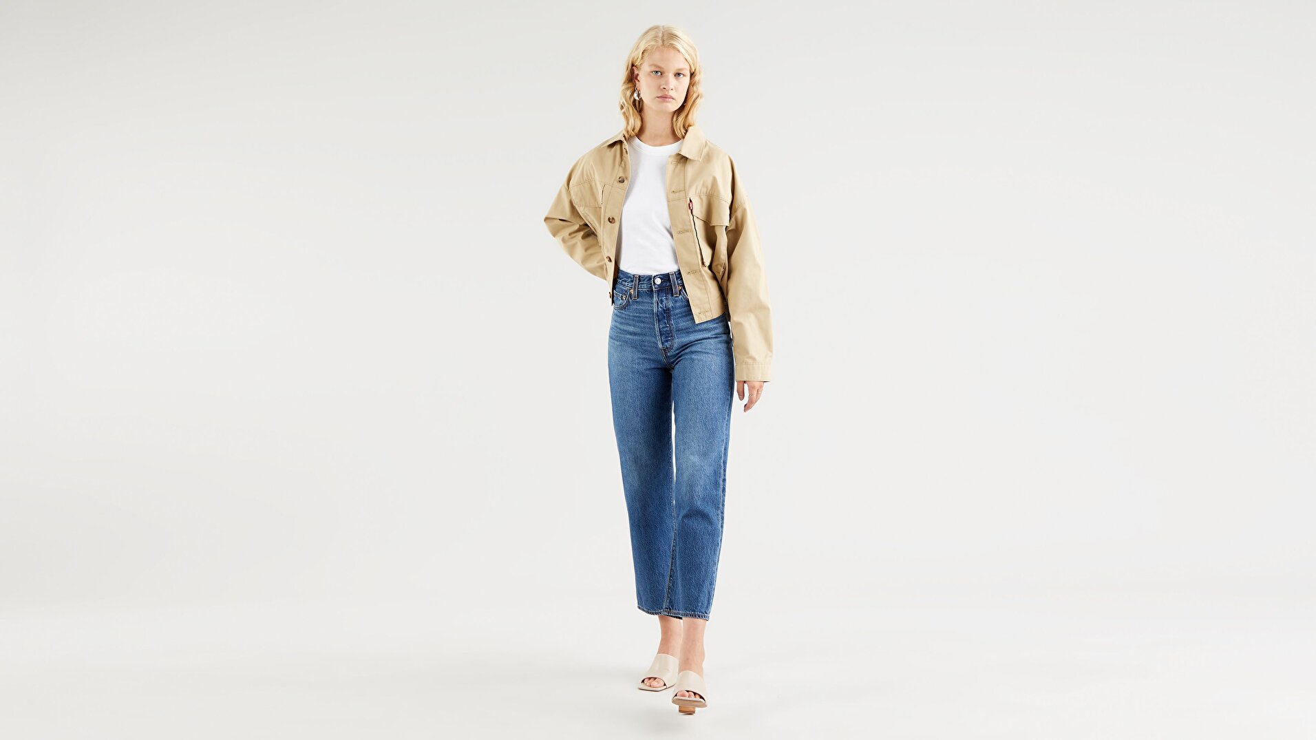 Ribcage Straight Ankle Kadın Jean Pantolon-Noe Fog