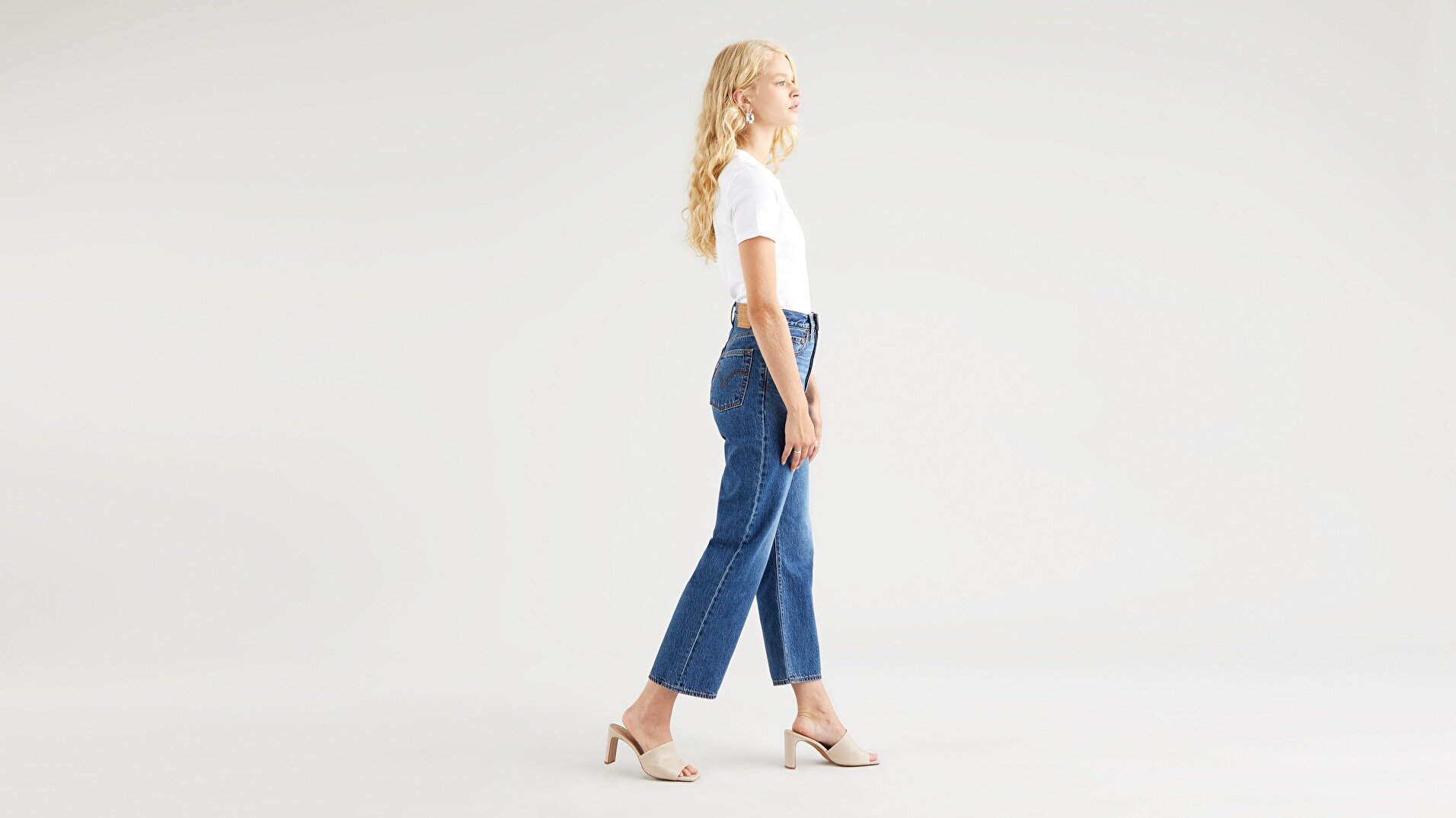 Ribcage Straight Ankle Kadın Jean Pantolon-Noe Fog