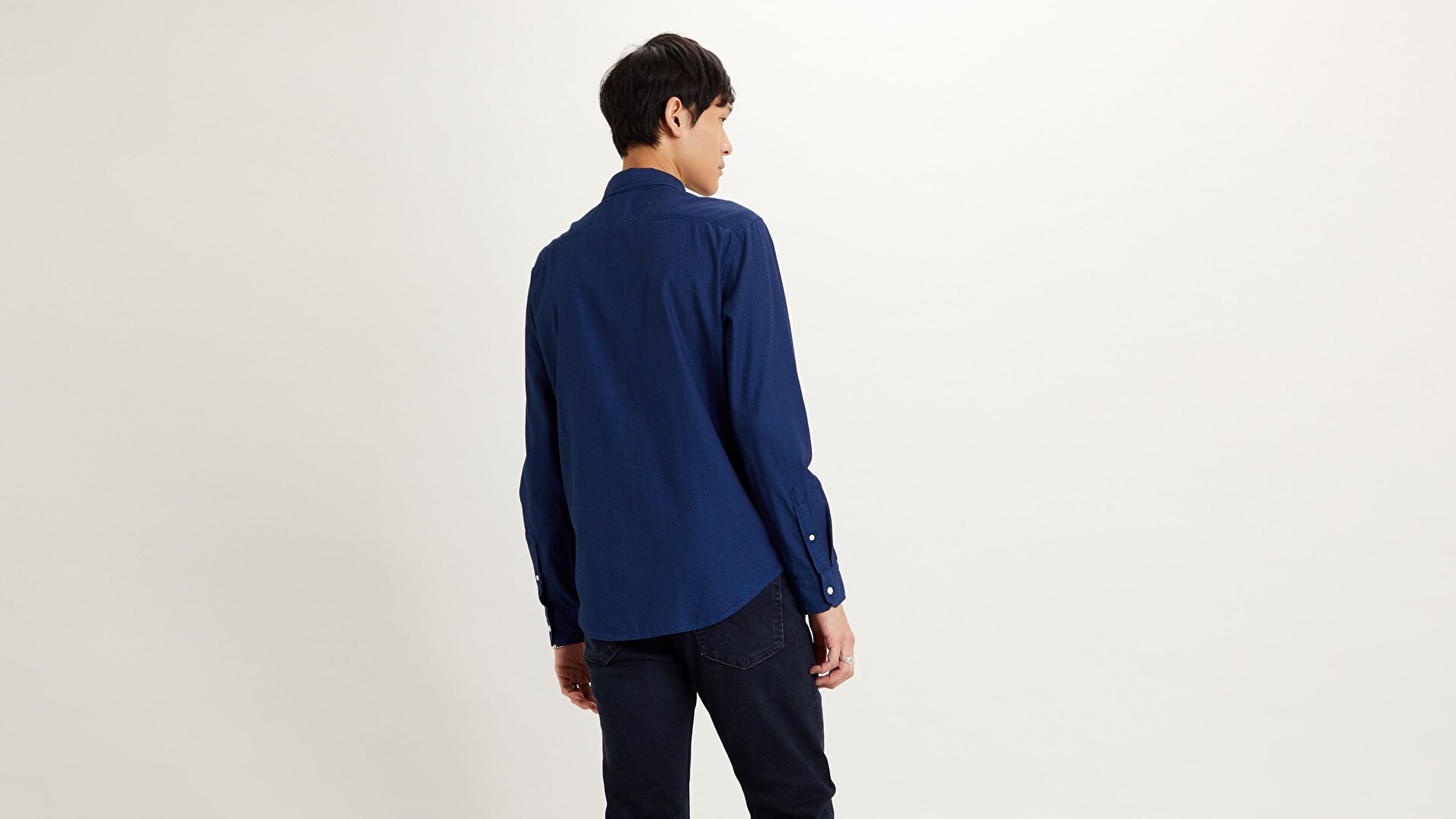 Sunset 1 Pocket Standard Erkek Denim Gömlek - İndigo Dobby