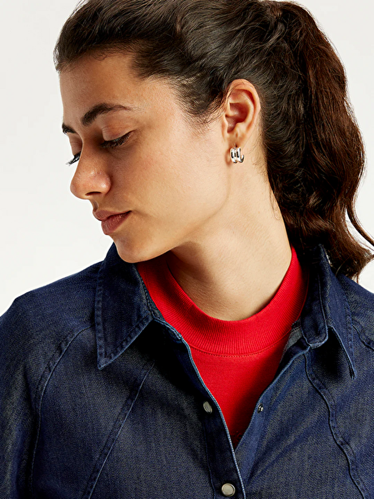 Solid Regular Fit Kadın Denim Gömlek