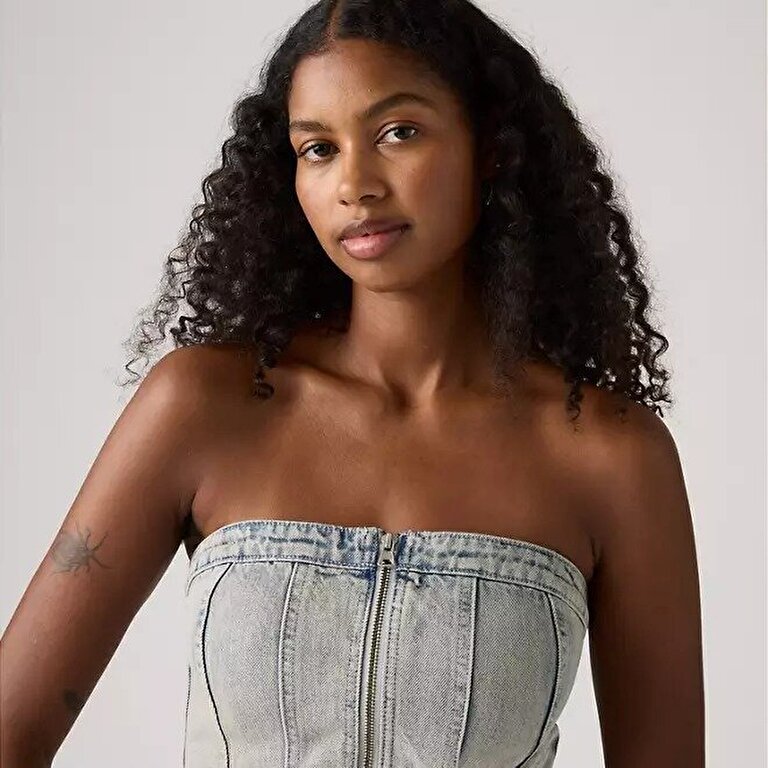 Sculpted Denim Büstiyer
