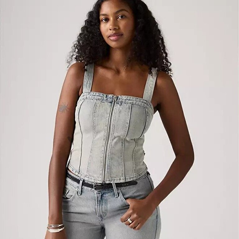 Sculpted Denim Büstiyer