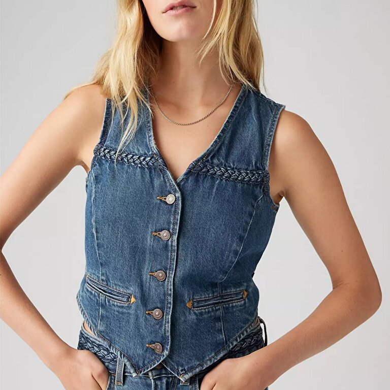 Braided Denim Yelek