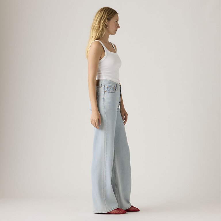 Ribcage Wide Leg Kadın Jean Pantolon - Course Stone