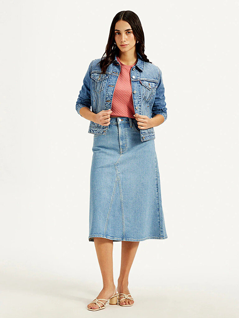 High Rise A-Line Denim Etek