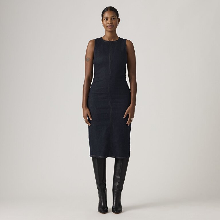 Column Denim Elbise