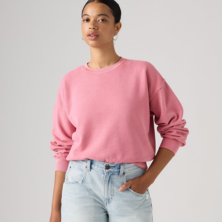 Vintage Boxy Bisiklet Yaka Sweatshirt