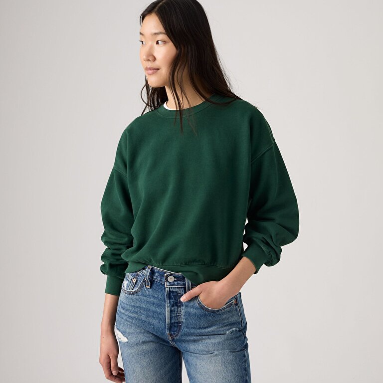 Vintage Boxy Bisiklet Yaka Sweatshirt