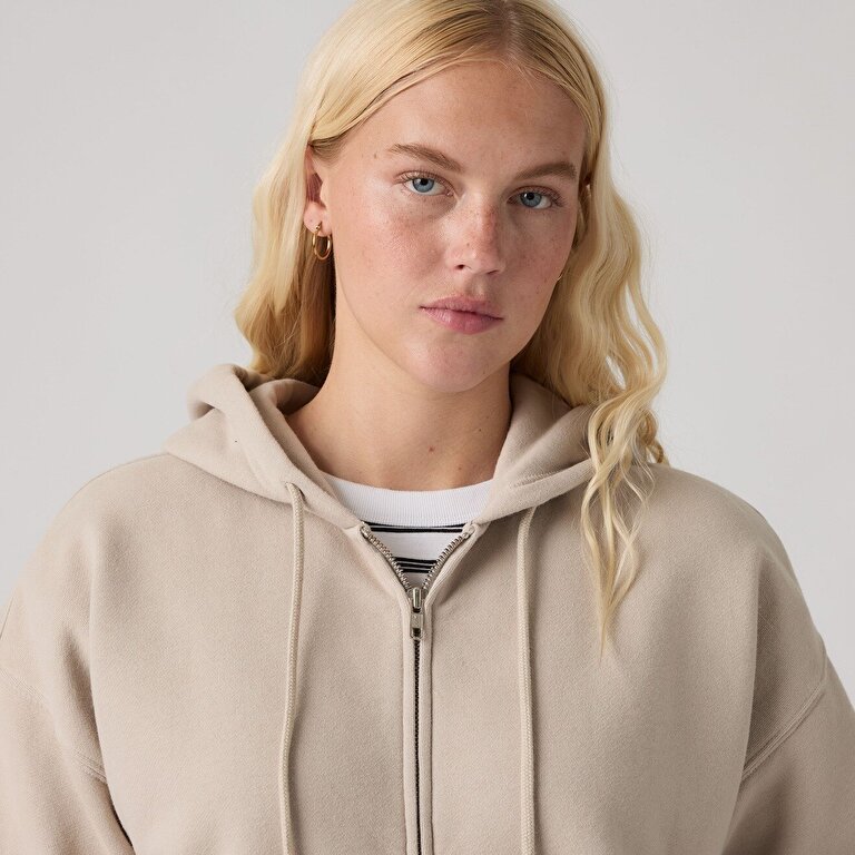Vintage Relaxed Fermuarlı Hoodie