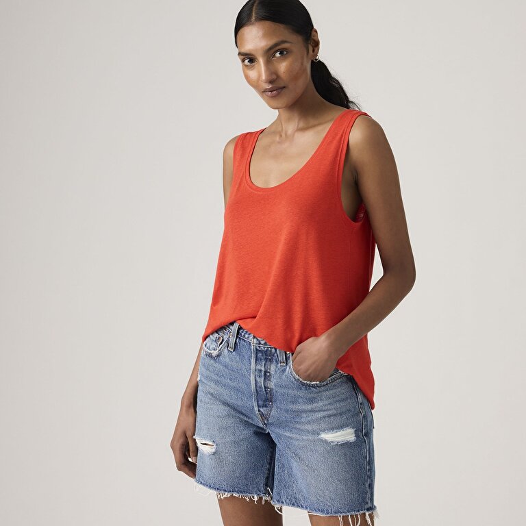 Lori Scoop Keten Karışımlı Tank Top
