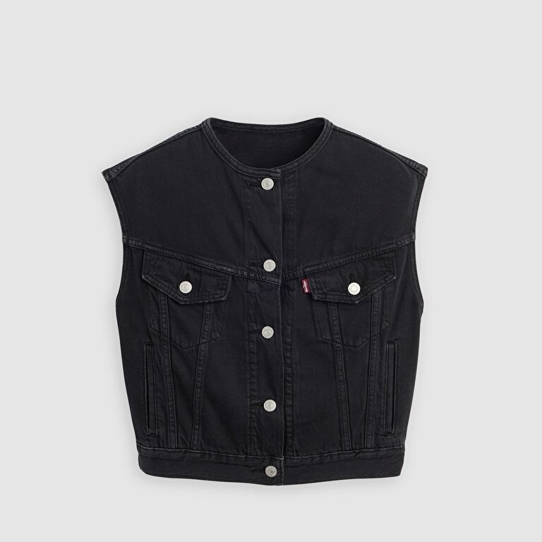 Shrunken '90s Lightweight Yakasız Trucker Yelek
