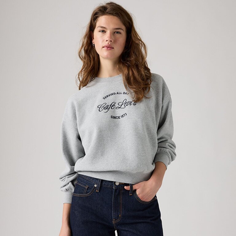 Graphic Vintage Boxy Bisiklet Yaka Sweatshirt